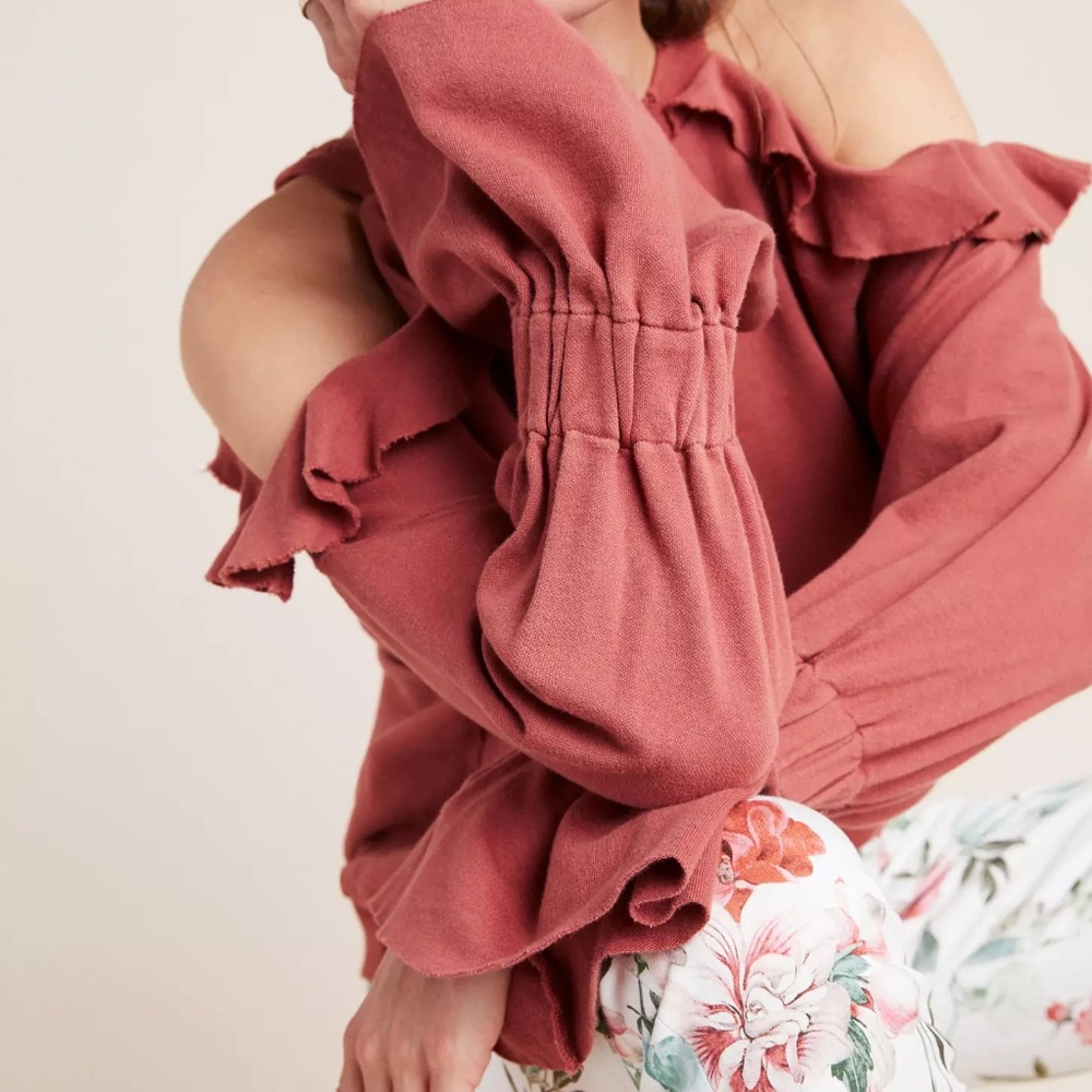 Anthropologie Moon River Hester Open-Shoulder Top NWT M